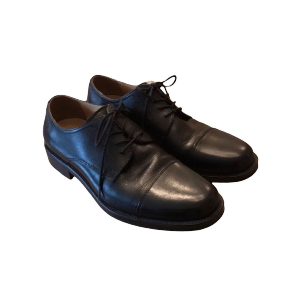 Chaps Men’s Black Leather Oxfords Lace Up Dress Shoes Size 8